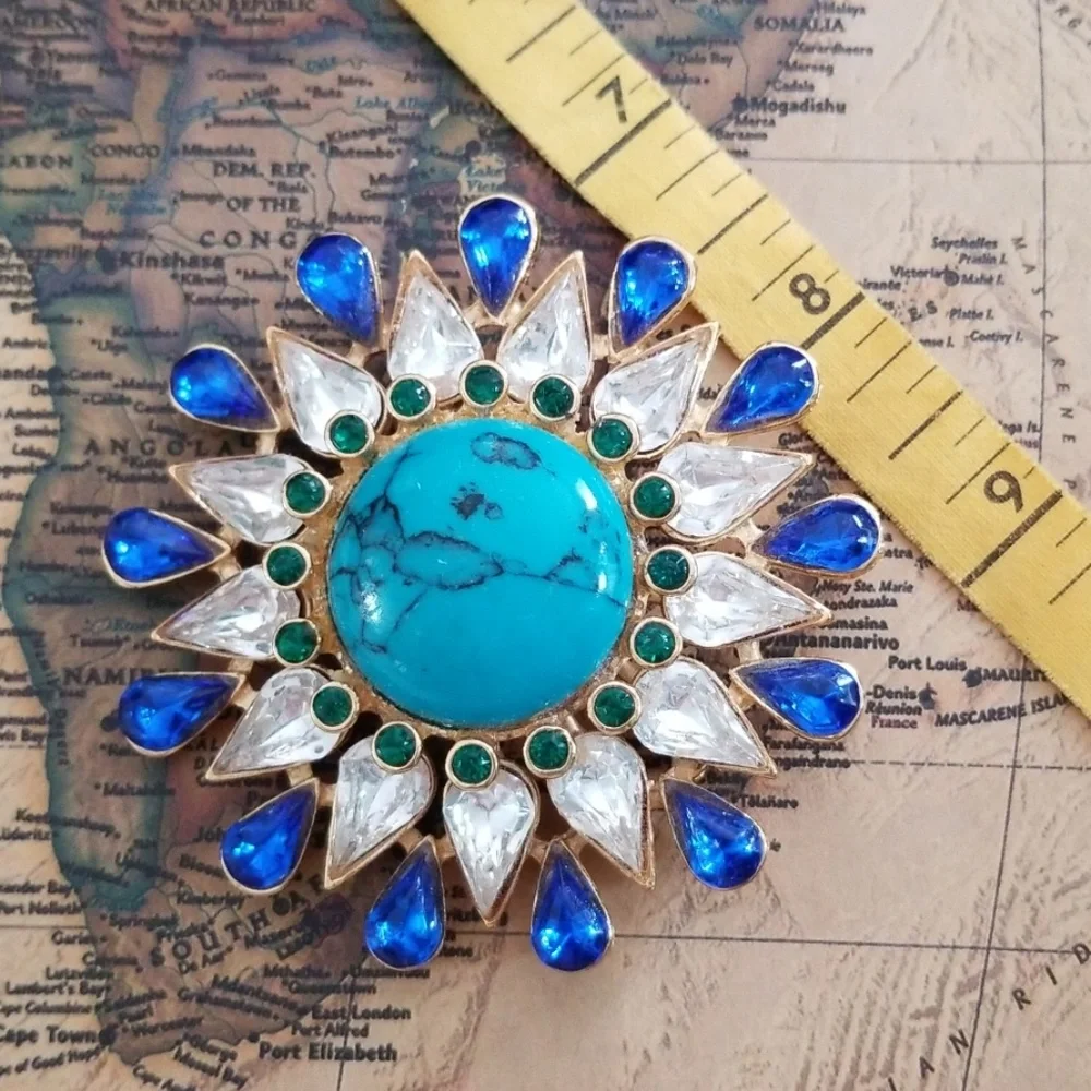 Vintage Peacock Sunburst Brooch